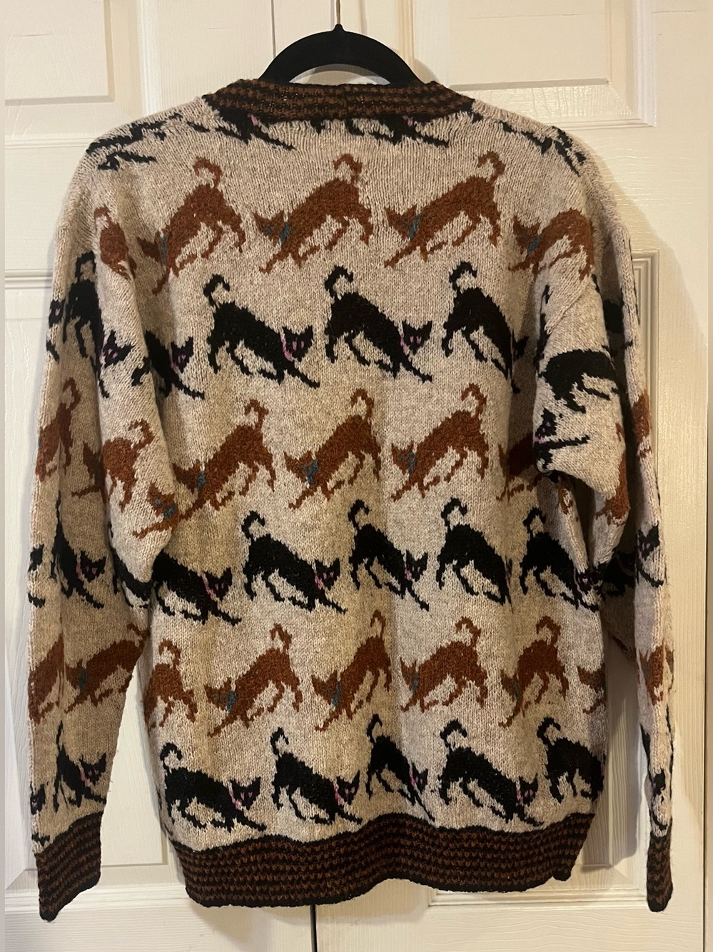 Sasha Kagan Vintage 1984 “Prowling Cats”100% Pure Shetland Sweater Handmade (M) - Picture 2 of 5